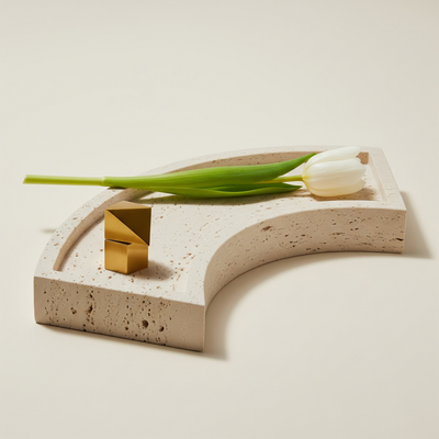 Luna Arc Travertine Tray